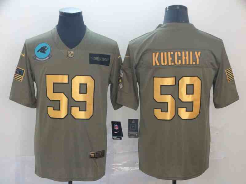 Men's Carolina Panthers #59 Luke Kuechly  OliveGold Salute To Service Limited Stitched NFL Jersey