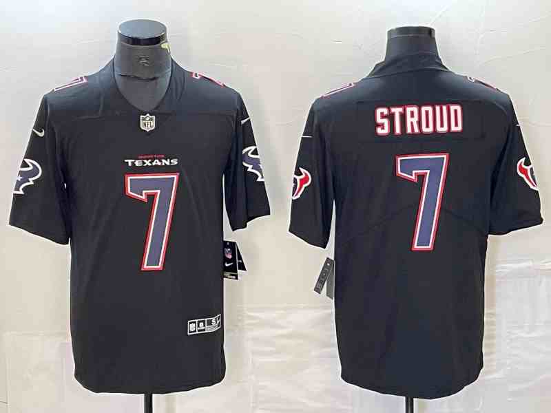 Men's Houston Texans #7 C.J. Stroud Black Fashion With Patch Vapor Untouchable Limited Football Stitched Jersey