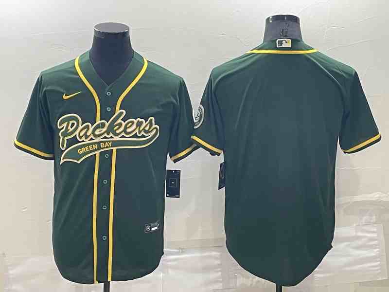 Men's Green Bay Packers Blank Green Stitched MLB Cool Base Nike Baseball Jersey