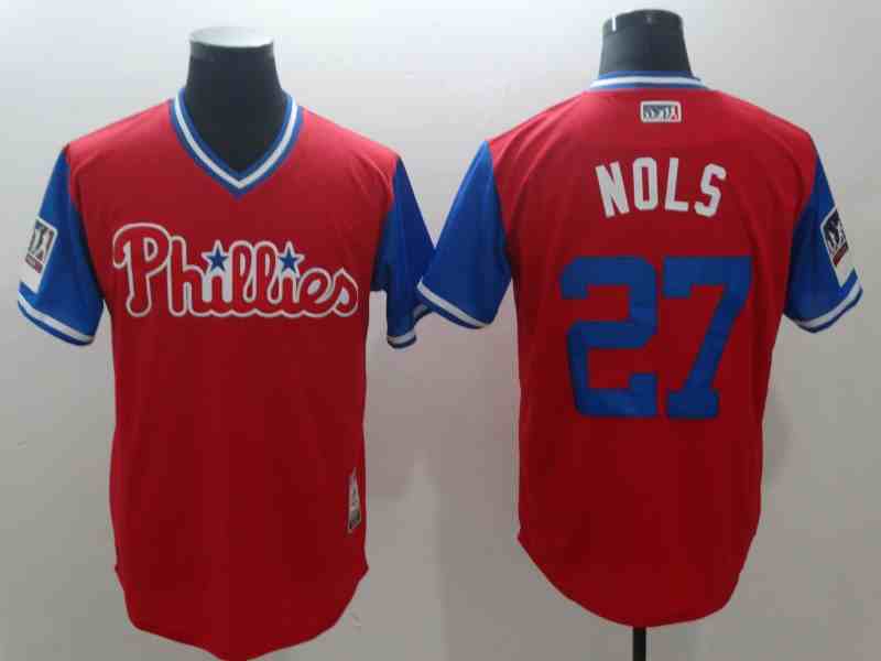 Men Philadelphia Phillies #27 Aaron Nola red jersey