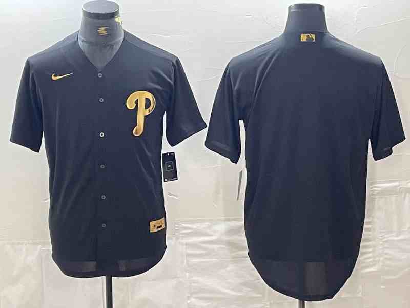 Men's Philadelphia Phillies Balck  Cool Base Stitched Baseball Jersey