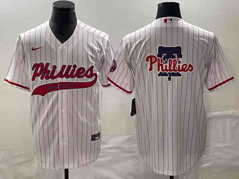 Men's Philadelphia Phillies White Team Big Logo Cool Base Stitched Baseball Jersey