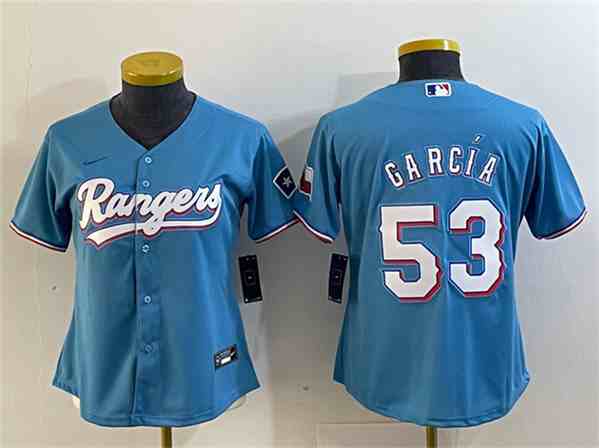 Youth Texas Rangers #53 Adolis García Blue With Patch Stitched Baseball Jersey(Run Small)