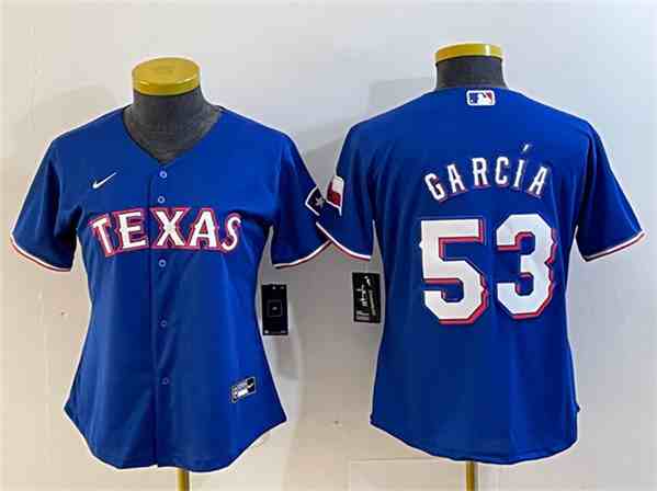 Youth  Texas Rangers #53 Adolis García Royal With Patch Stitched Baseball Jersey(Run Small)