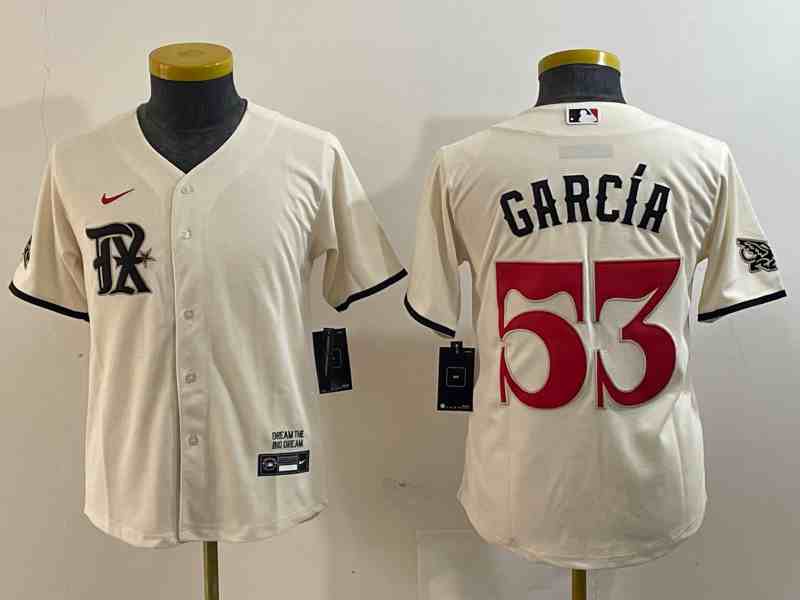 Youth  Texas Rangers #53 Adolis García Cream City Connect Cool Base Stitched Baseball Jersey