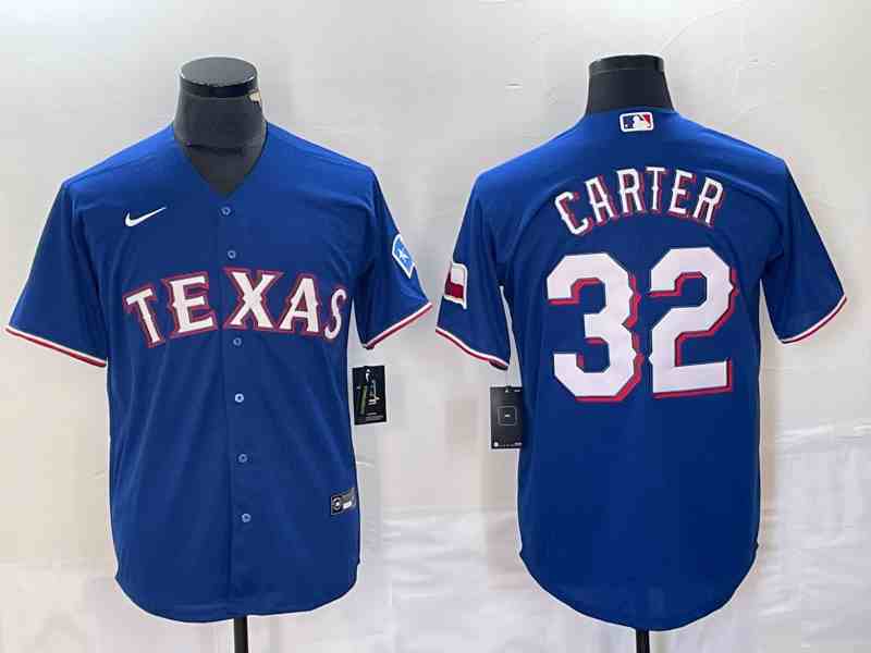 Men's Texas Rangers #32 Evan Carter Royal Cool Base Stitched Baseball Jersey