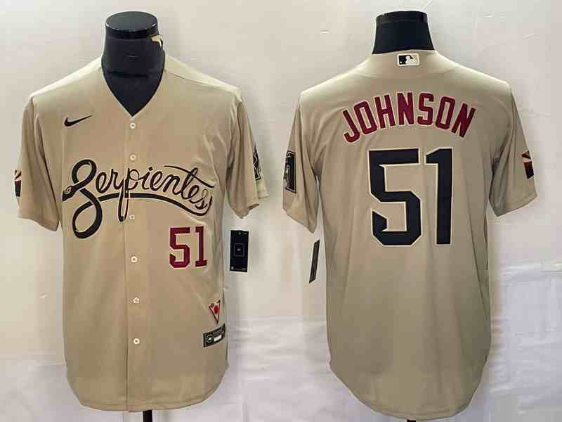 Men's Arizona Diamondbacks #51 Randy Johnson Gold  World Series City Connect Cool Base Stitched Baseball Jersey