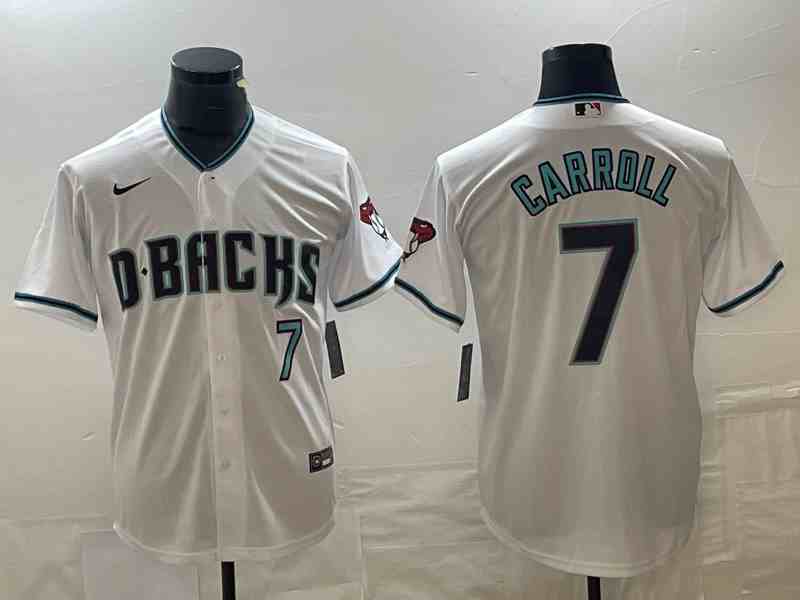 Men's Arizona Diamondbacks #7 Corbin Carroll White Cool Base Stitched Baseball Jerseys