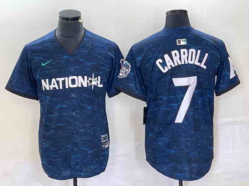 Men's Arizona Diamondbacks #7 Corbin Carroll Royal 2023 All Star Cool Base Stitched Baseball Jersey