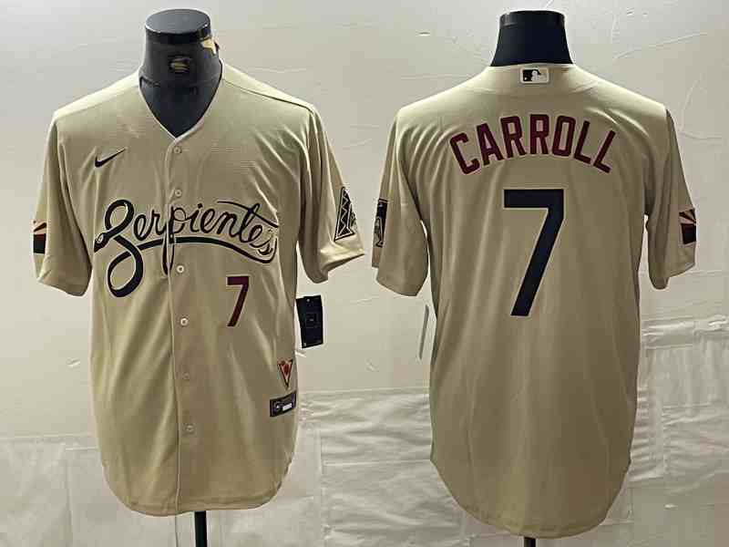 Men's Arizona Diamondbacks #7 Corbin Carroll Number  Gold City Connect Cool Base Stitched Jerseys