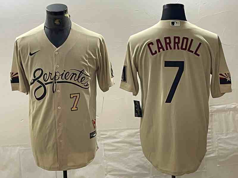 Men's Arizona Diamondbacks #7 Corbin Carroll Number Gold City Connect Cool Base Stitched Jersey