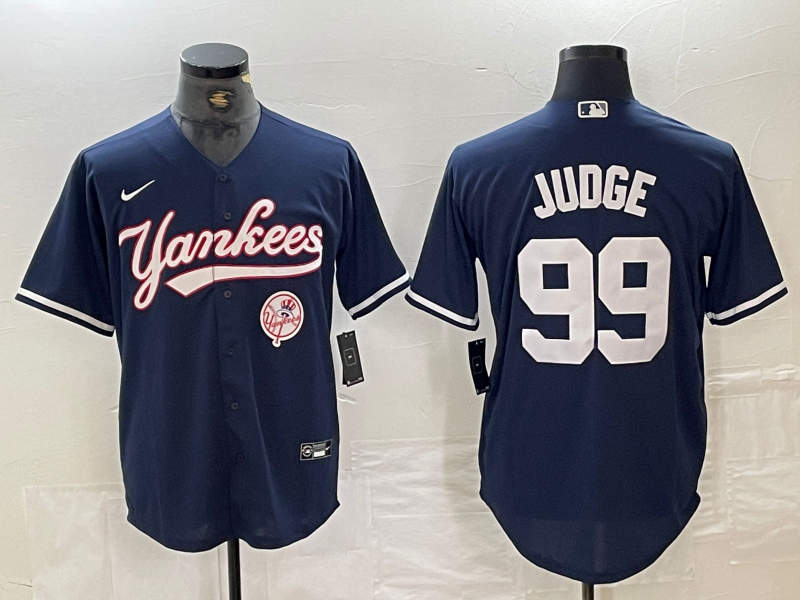 Men's New York Yankees #99 Aaron Judge Navy With Patch Cool Base Stitched Baseball Jersey