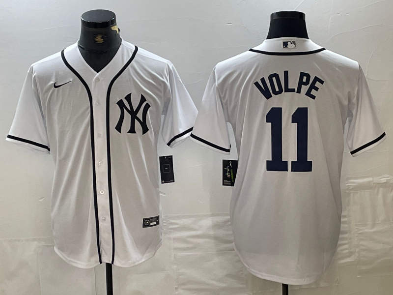 Men's New York Yankees #11 Anthony Volpe White Fashion Cool Base Jersey
