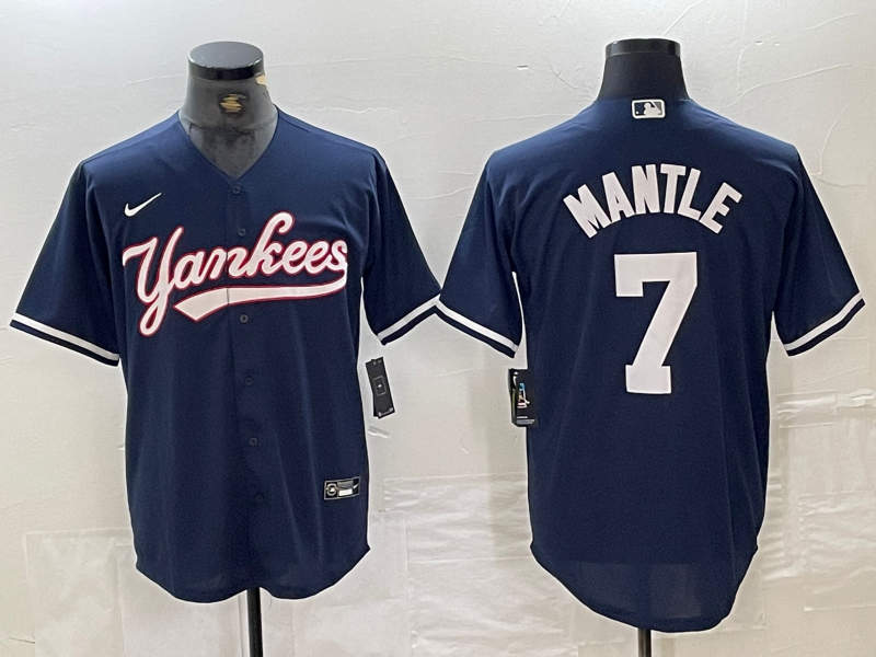 Men's New York Yankees #7 Mickey Mantle Navy Cool Base Stitched Baseball Jersey