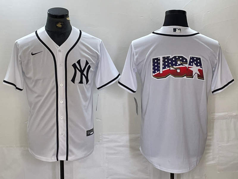 Mens New York Yankees Blank White Cool Base Stitched Jersey