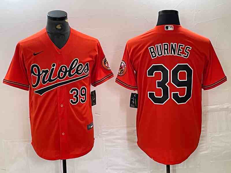 Men's Baltimore Orioles #39 Corbin Burnes Number Orange Cool Base Stitched Jersey