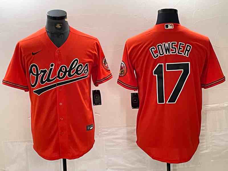 Men's Baltimore Orioles #17 Colton Cowser Orange Cool Base Stitched Jersey