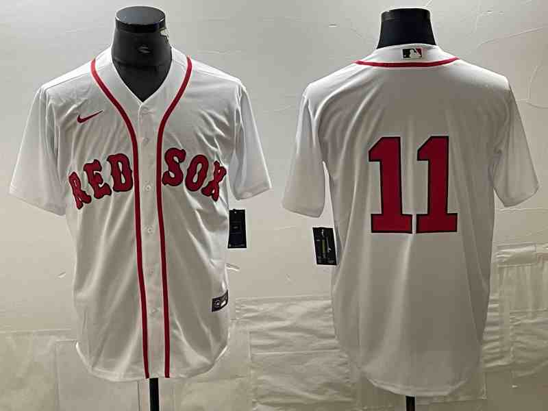 Men's Boston Red Sox #11 Rafael Devers White 2024 Home Limited Cool Base Stitched Baseball Jersey