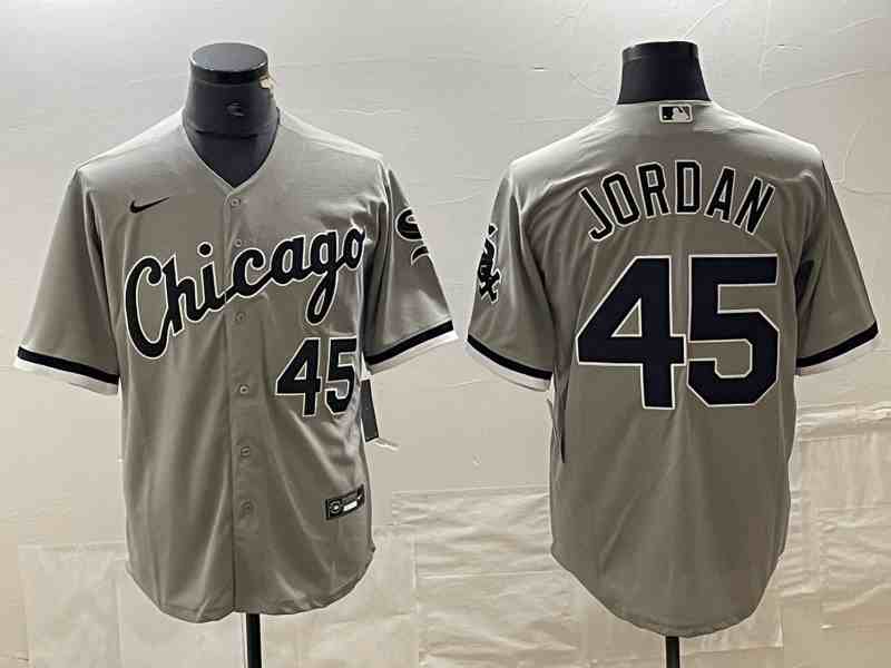 Men's Chicago White Sox Blank #45 Michael Jordan Gray Cool Base Stitched MLB Jersey