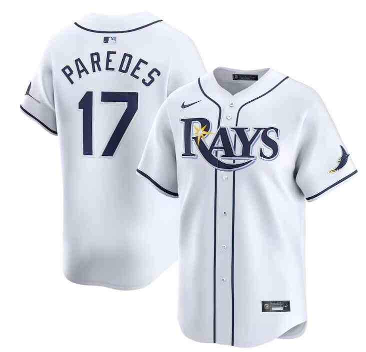 Men's Tampa Bay Rays #17 Isaac Paredes White Home Limited Stitched Baseball Jersey