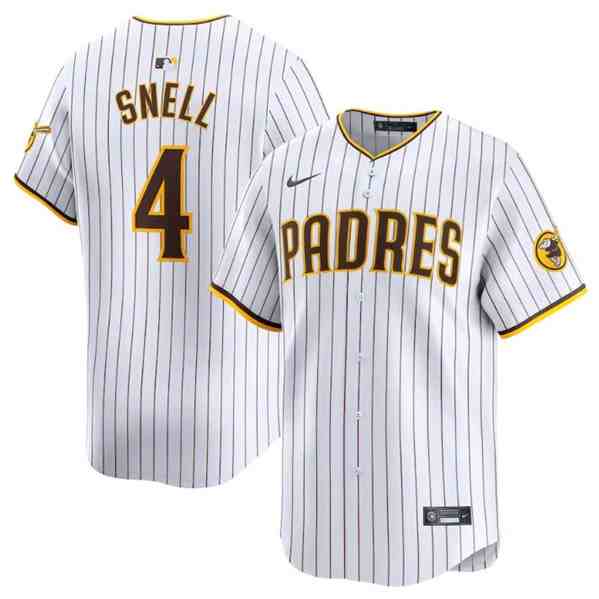 Men's San Diego Padres #4 Blake Snell White 2024 Home Limited Baseball Stitched Jersey