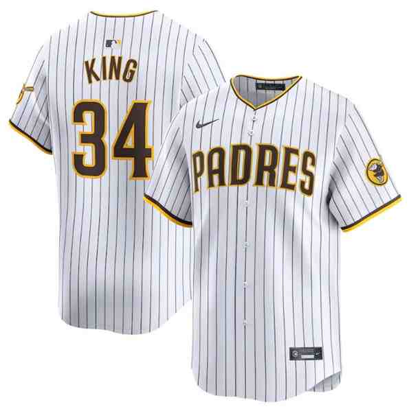Men's San Diego Padres #34 Michael King White 2024 Home Limited Baseball Stitched Jersey