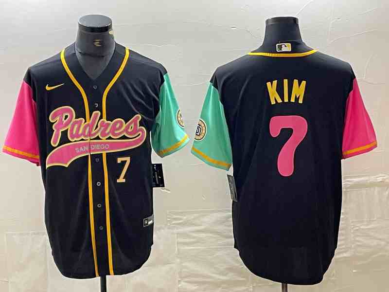 Men's San Diego Padres #7 Ha Seong Kim Number Black NEW 2023 City Connect Cool Base Stitched Jersey