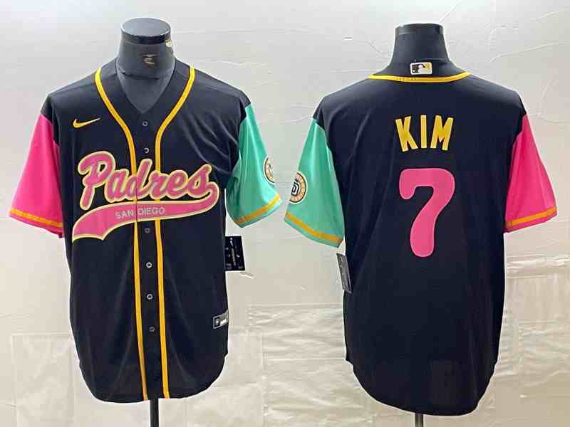Men's San Diego Padres #7 Ha Seong Kim Black NEW 2023 City Connect Cool Base Stitched Jerseys