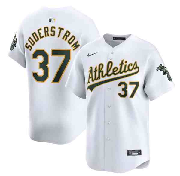 Men's Oakland Athletics #37 Tyler Soderstrom White Home Limited Stitched Jersey