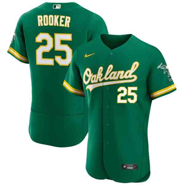 Men's Oakland Athletics #25 Brent Rooker Green Flex Base Stitched Jersey