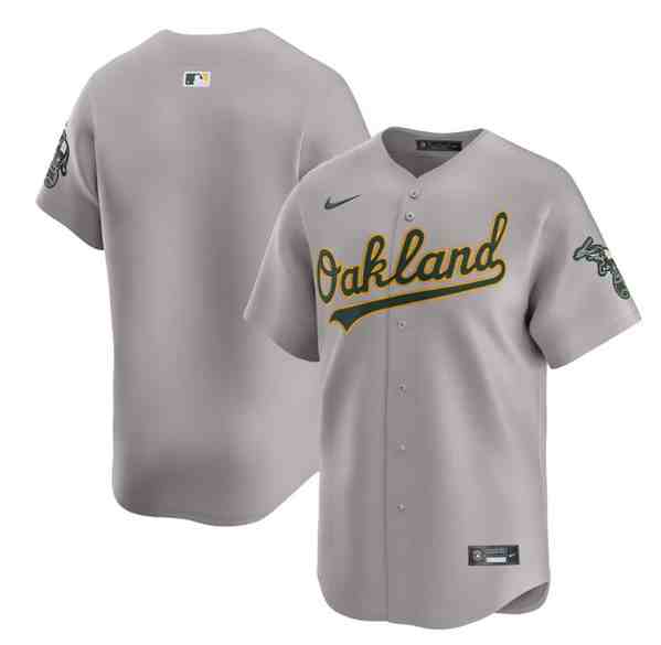 Men's Oakland Athletics Blank Gray Away Limited Stitched Jersey
