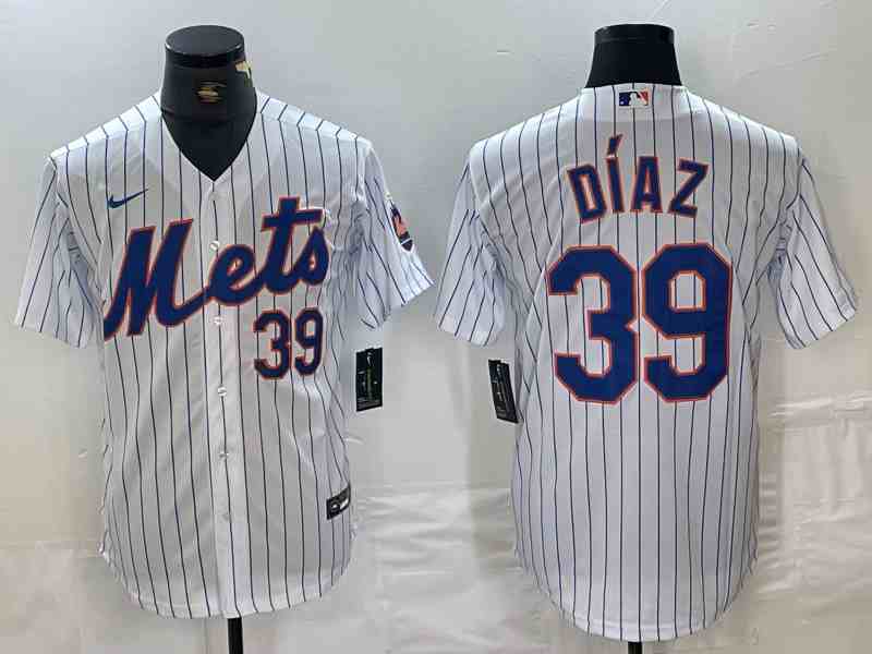 Men's New York Mets #39 Edwin Diaz Number White Stitched Cool Base Nike Jersey