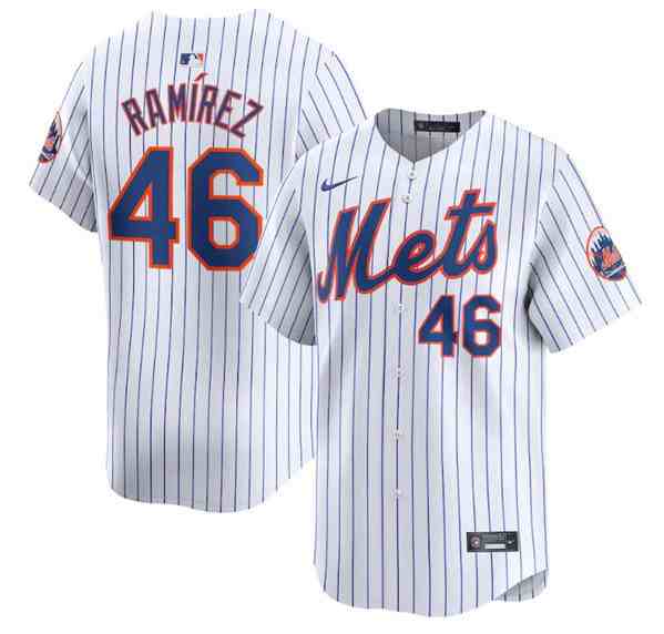 Men's New York Mets #46 Yohan Ramirez White 2024 Home Limited Stitched Baseball Jersey