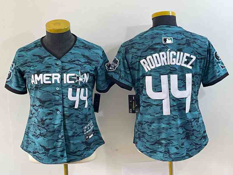 Youth Seattle Mariners #44 Julio Rodriguez Teal 2023 All-Star Cool Base With Patch Stitched Baseball Jersey