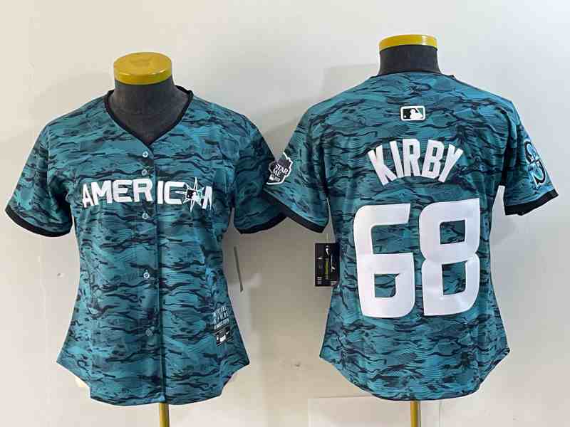 Youth Seattle Mariners #68 George Kirby Teal 2023 All-Star Cool Base With Patch Stitched Baseball Jersey