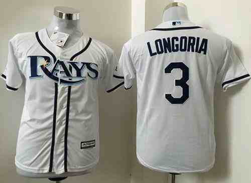 Rays #3 Evan Longoria White Cool Base Stitched Youth MLB Jersey