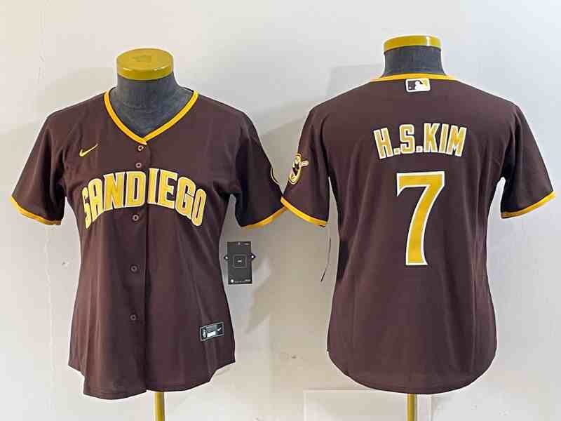 Youth San Diego Padres #7 Ha Seong Kim Brown New Cool Base Stitched Baseball Jersey