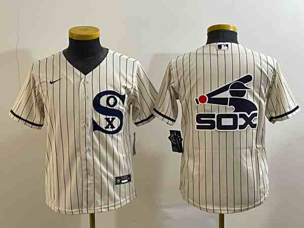 Youth Chicago White Sox Cream Team Big Logo Stitched  Jersey