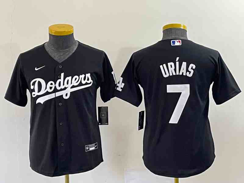 Youth Los Angeles Dodgers #7 Julio Urias Black Turn Back The Clock Stitched Cool Base Jersey