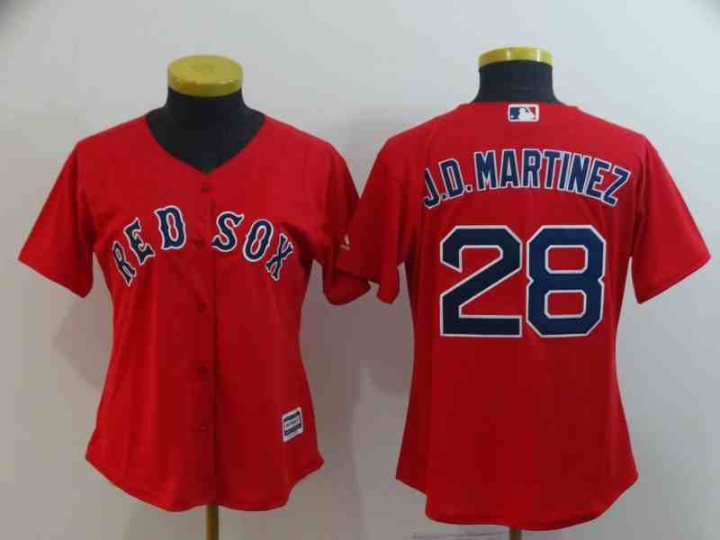 Women's Boston Red Sox #28 28 J.D. Martinez Red Stitched MLB Cool Base Jersey