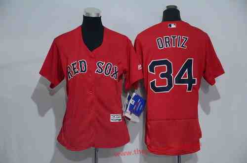 Women's Boston Red Sox #34 David Ortiz Orange Flexbase Stitched Baseball Jersey