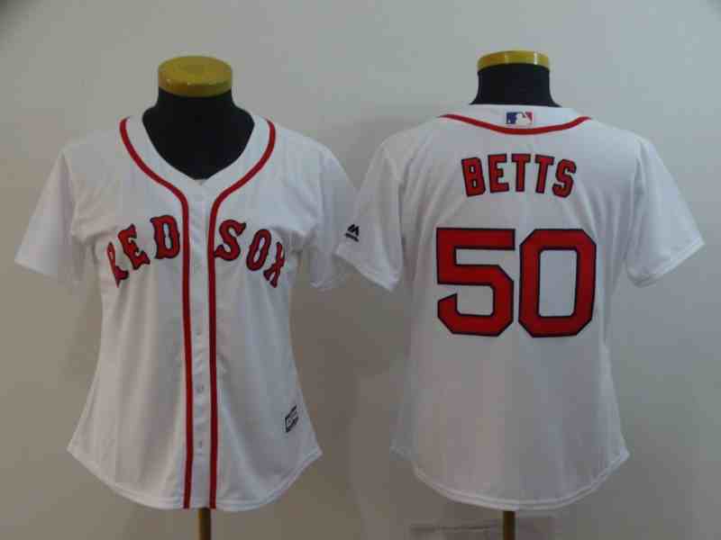 Women's Boston Red Sox #50 Mookie Betts White Home Stitched MLB Cool Base Jersey