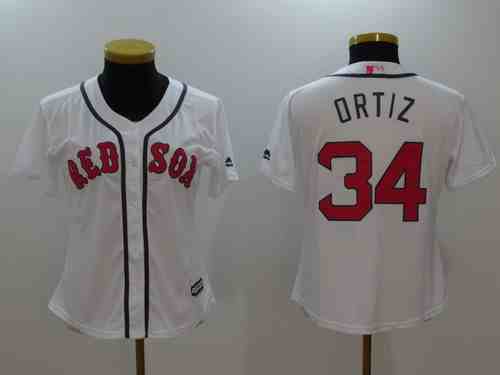 Women's Boston Red Sox #34 David Ortiz White With Pink Mother's Day Stitched MLB Majestic Cool Base Jersey