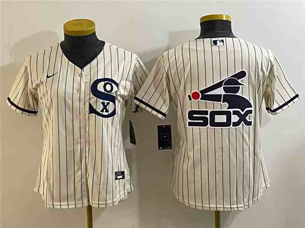 Women's Chicago White Sox Cream Team Big Logo Stitched Jersey  (Run Small)