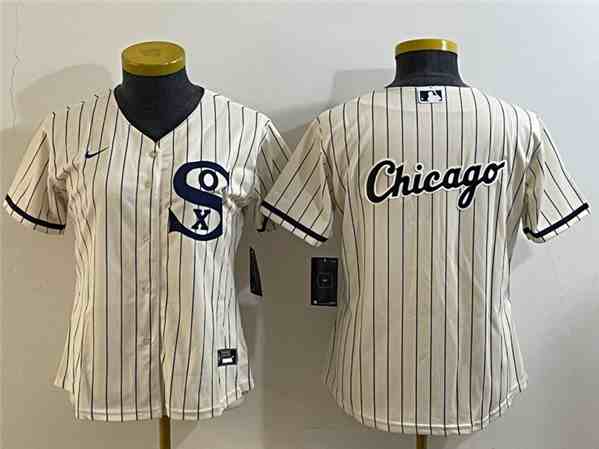 Women's Chicago White Sox Cream Team Big Logo Stitched Jersey (Run Small)