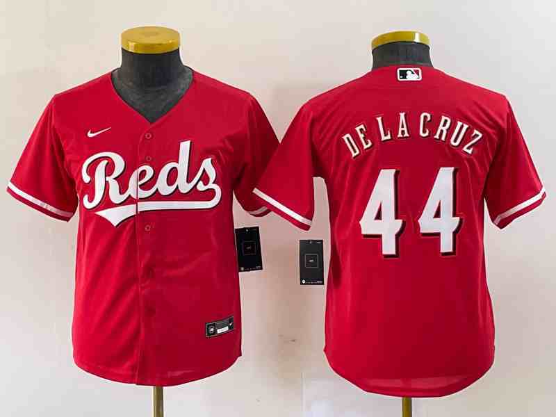 Women's Cincinnati Reds #44 Elly De La Cruz Red Cool Base Stitched Baseball Jersey2