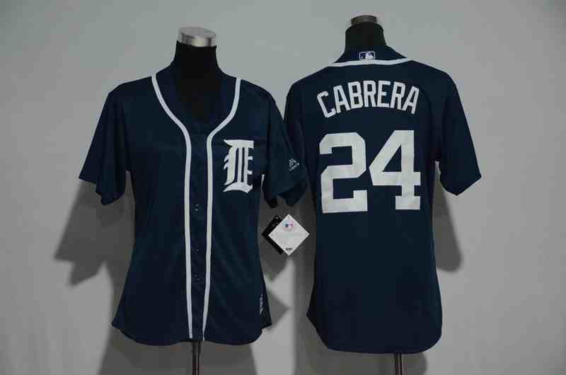 Women's Detroit Tigers #24 Miguel Cabrera Majestic Fashion Navy Cool Base Player Stitched MLB Jersey