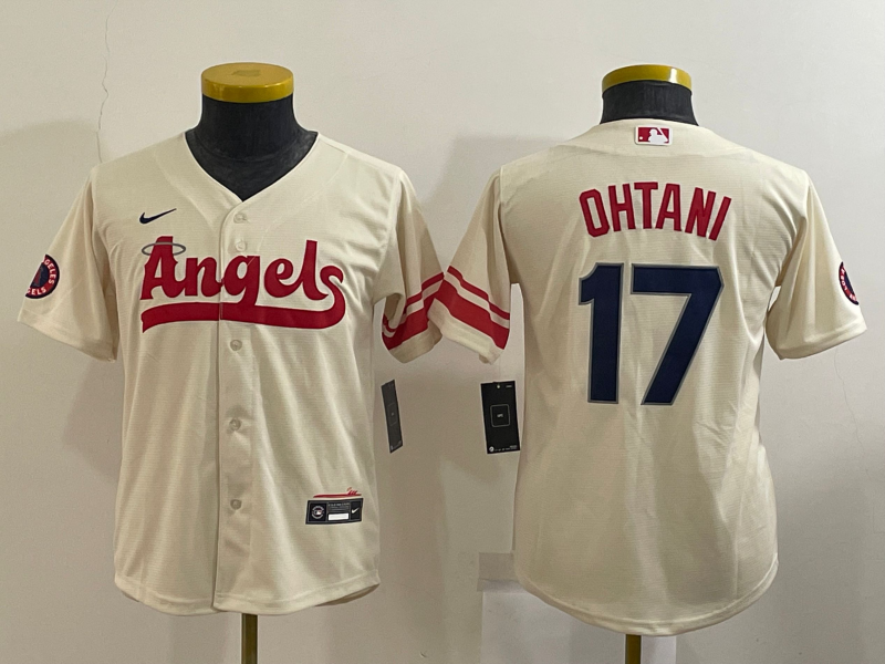 Women's  Los Angeles Angels #17 Shohei Ohtani Cream 2022 City Connect Cool Base Stitched Jersey