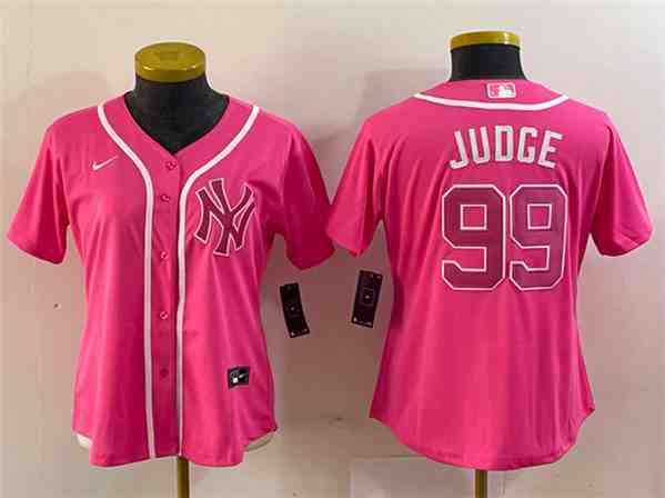 Women's New York Yankees #99 Aaron Judge Pink Stitched Baseball Jersey