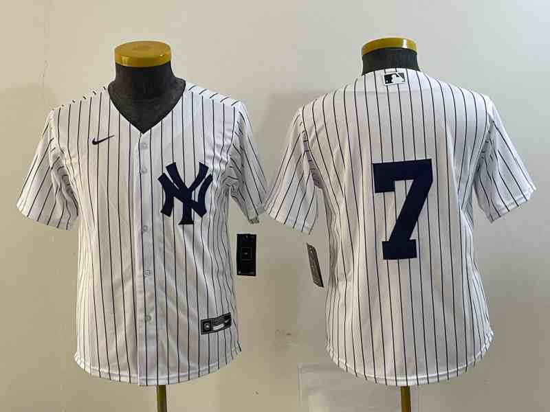 Women's New York Yankees #7 Mickey Mantle White No Name Stitched Nike Cool Base Throwback Jersey
